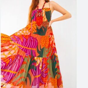 Anthropologie Farm Rio bohemian floral midi dress